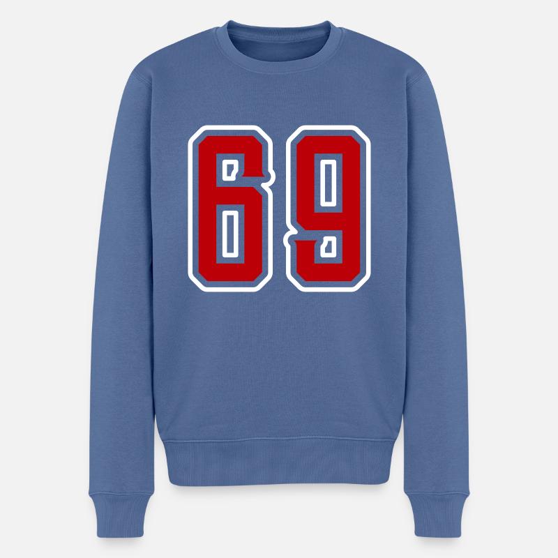 69 Zahl Symbol - Männer Premium Bio Pullover - Taubenblau