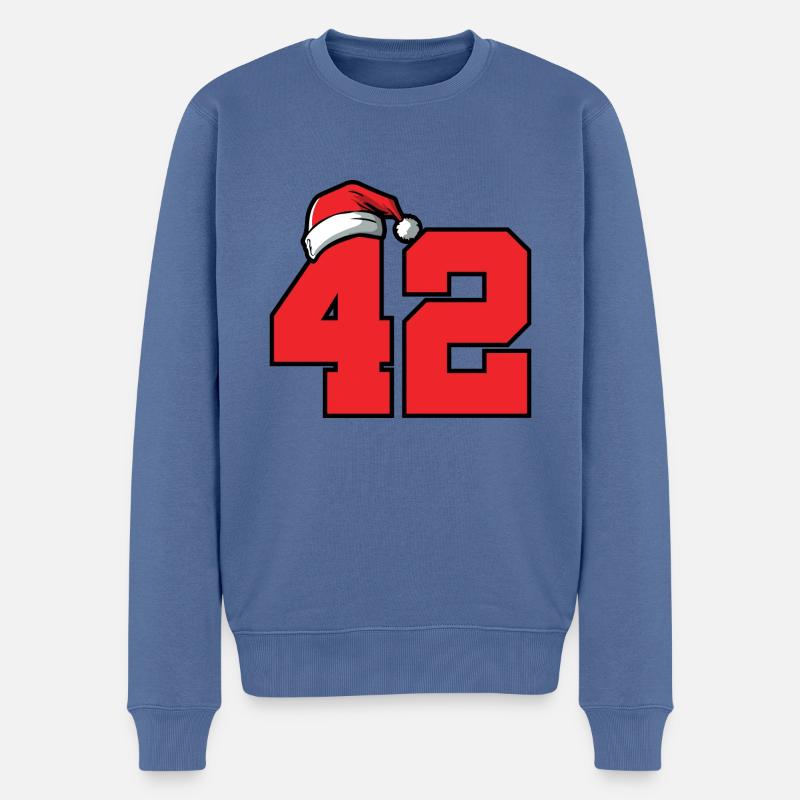42 Numéro Noël - Pull Premium bio Homme - bleu pigeon