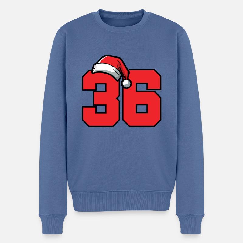 36 Numéro Noël - Pull Premium bio Homme - bleu pigeon