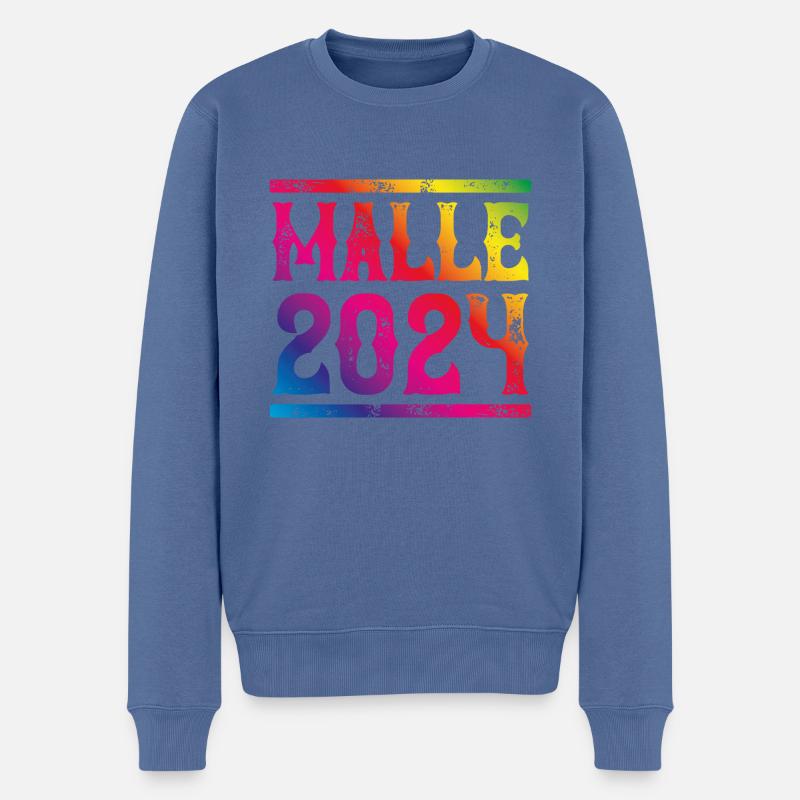 Malle 2024 Bunt Mallorca - Männer Premium Bio Pullover - Taubenblau