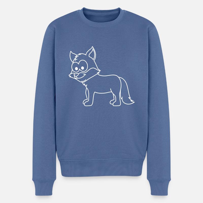 Fox Comic Animal - Pull Premium bio Homme - bleu pigeon