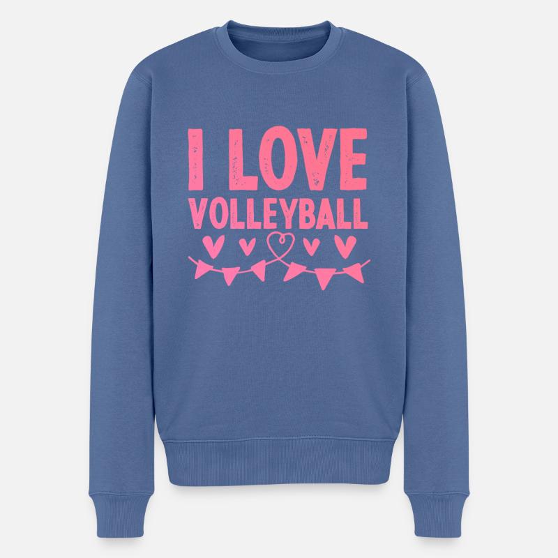 Ich liebe Volleyball - Männer Premium Bio Pullover - Taubenblau