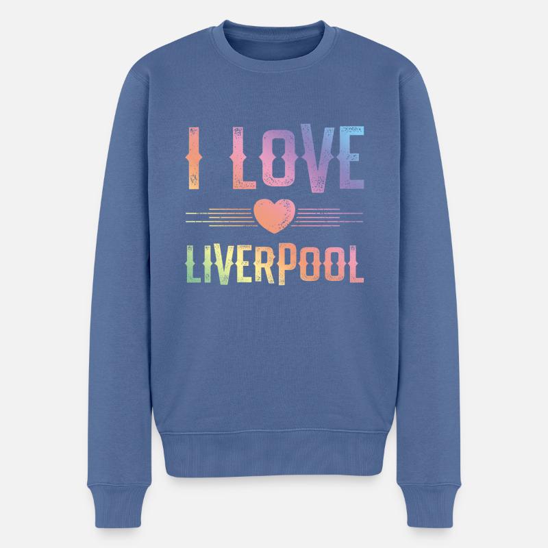 I Love Liverpool - Männer Premium Bio Pullover - Taubenblau