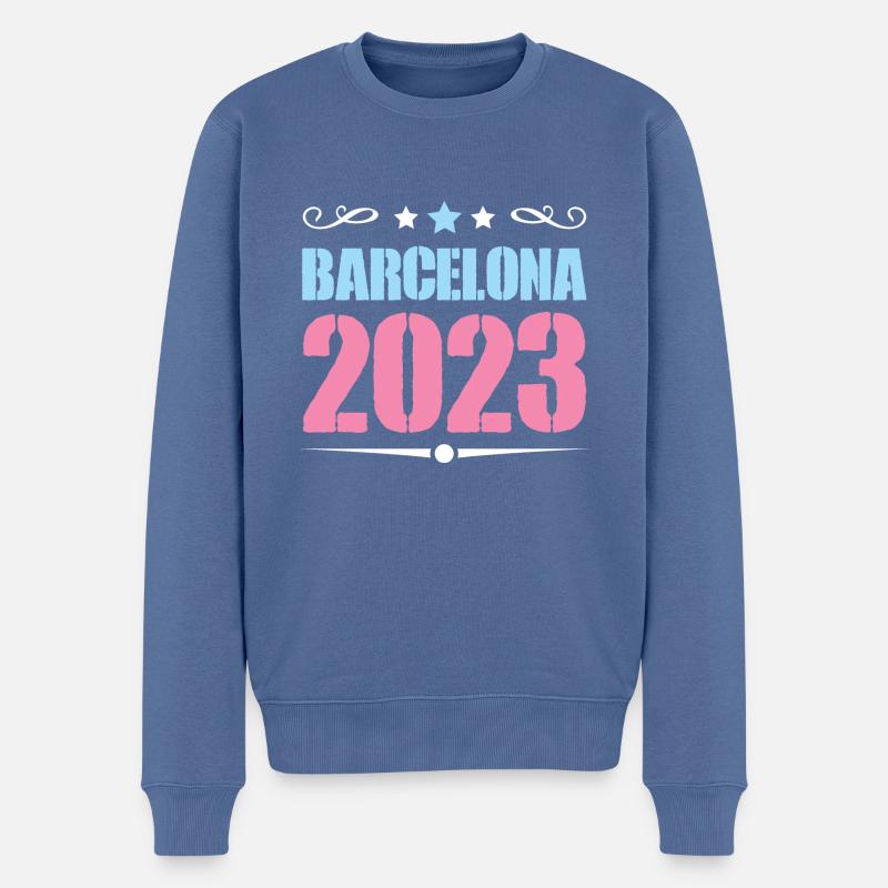 Barcelona 2023 - Männer Premium Bio Pullover - Taubenblau