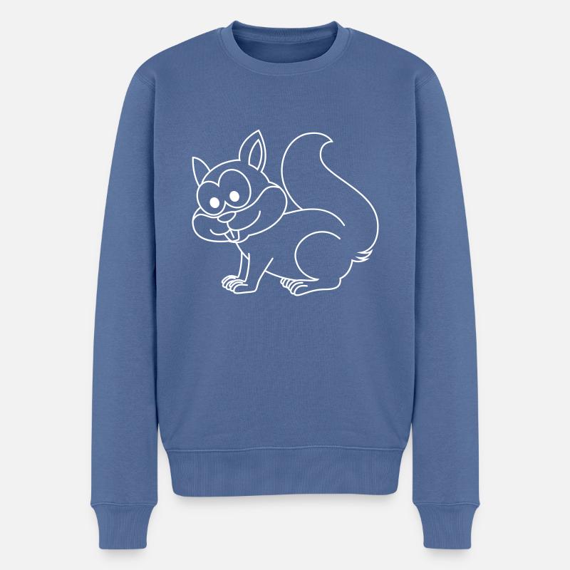 Eichhörnchen Comic Tier - Männer Premium Bio Pullover - Taubenblau