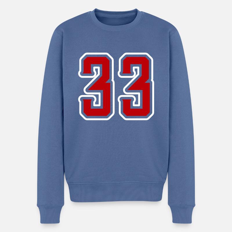 33 Zahl symbol - Männer Premium Bio Pullover - Taubenblau
