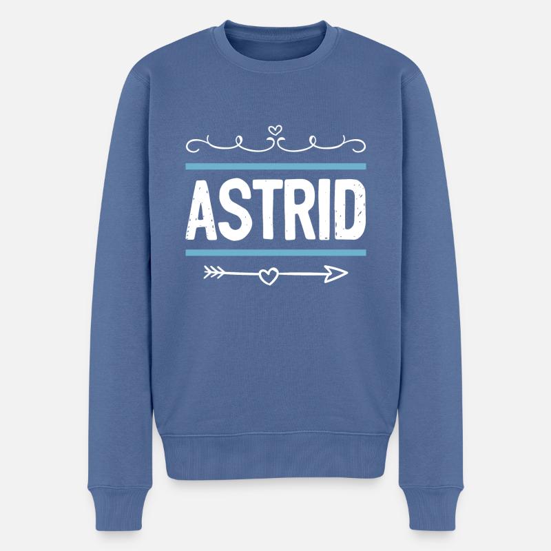 Astrid - Økologisk premium-sweatshirt til mænd - dueblå