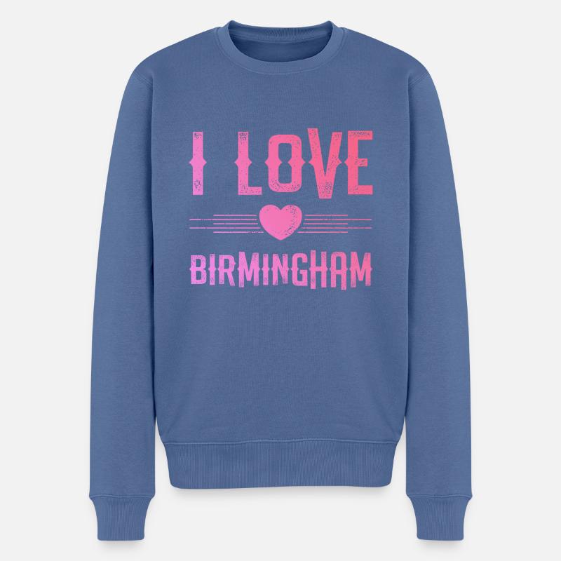 I Love Birmingham - Männer Premium Bio Pullover - Taubenblau