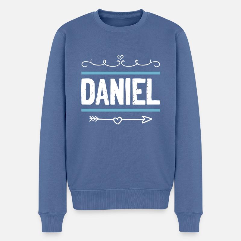 Daniel - Männer Premium Bio Pullover - Taubenblau