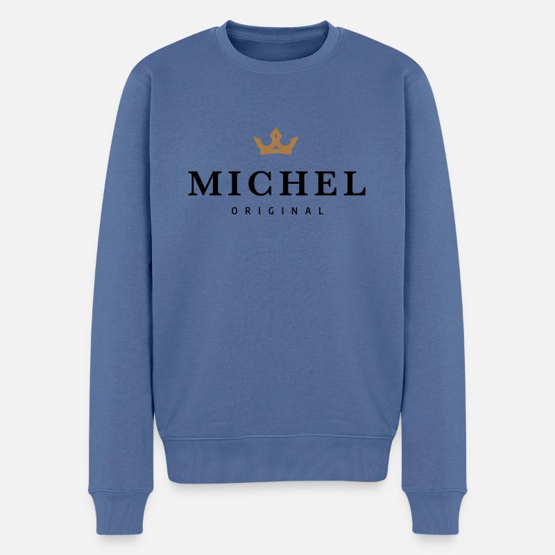 Michel - Männer Premium Bio Pullover - Taubenblau