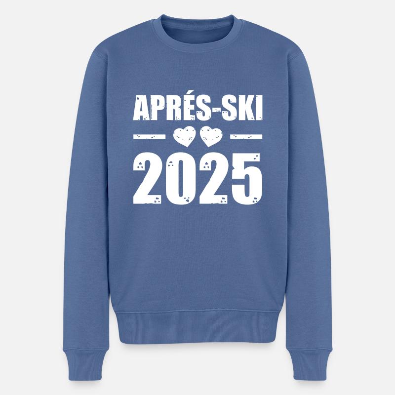 Après-ski 2025 Coeur - Pull Premium bio Homme - bleu pigeon