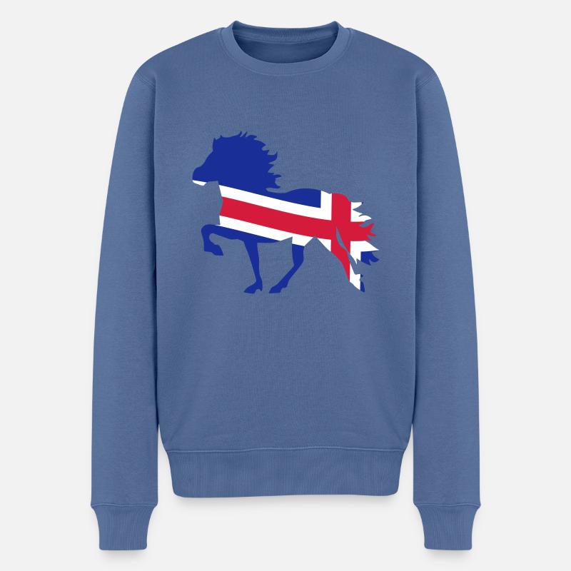 Islandpferd Flagge - Männer Premium Bio Pullover - Taubenblau