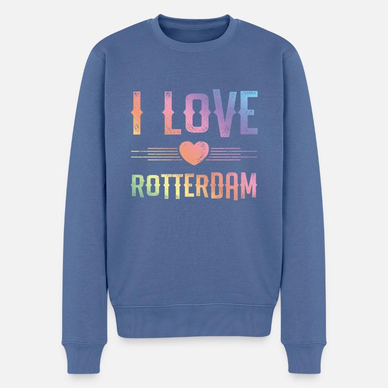 I Love Rotterdam - Männer Premium Bio Pullover - Taubenblau