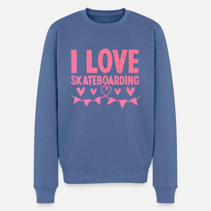 Ich Liebe Skateboard - Männer Premium Bio Pullover - Taubenblau