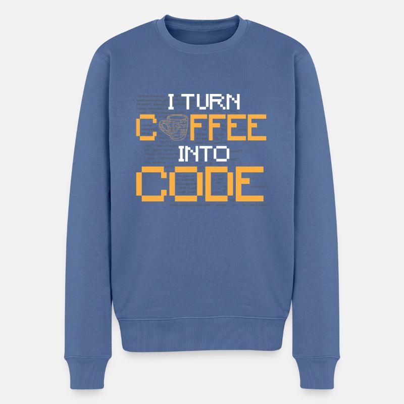 I Turn Coffee Into Code - Programmer Software - Männer Premium Bio Pullover - Taubenblau