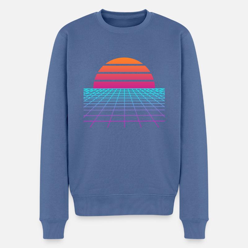 Synthwave Sunset. Peintre Poison - Pull Premium bio Homme - bleu pigeon