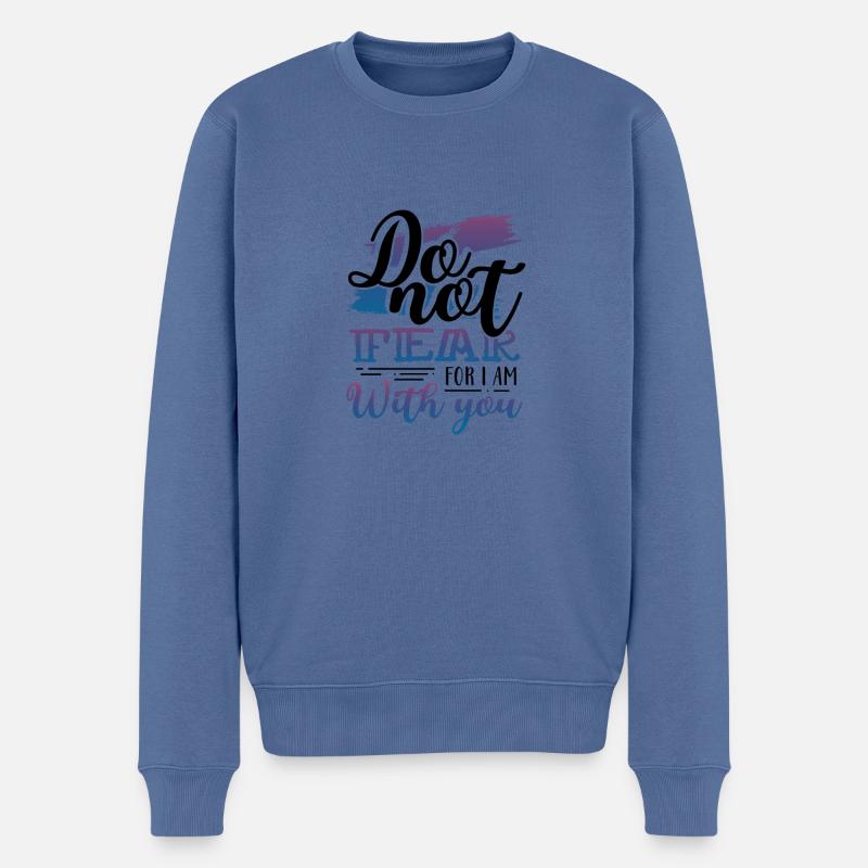 Christliches Geschenk Fürchte dich nicht, dass ich bei dir bin - Männer Premium Bio Pullover - Taubenblau