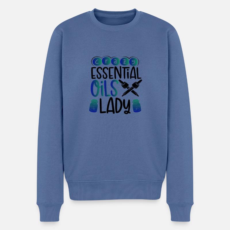 Verrückte ätherische Öle Lady Geschenke Ätherische Öle - Männer Premium Bio Pullover - Taubenblau
