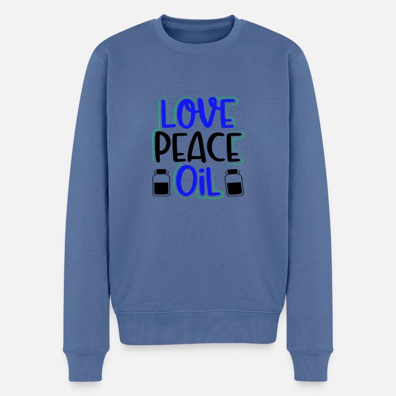 Liebe Frieden Öl Spaß Ätherische Öle Praktiker - Männer Premium Bio Pullover - Taubenblau