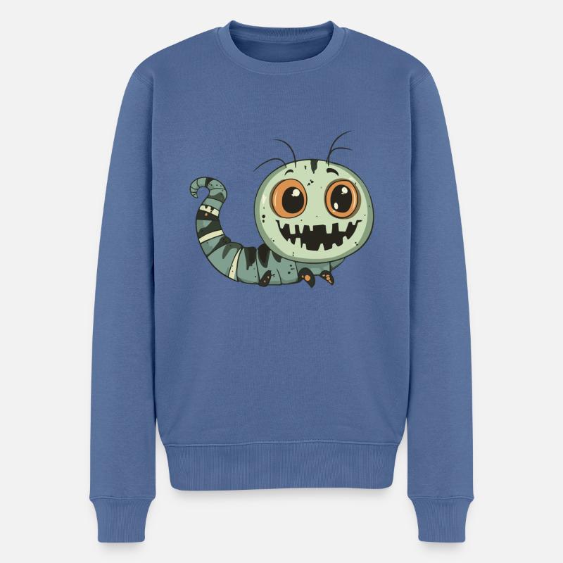Wurm Halloween Zombie - Männer Premium Bio Pullover - Taubenblau