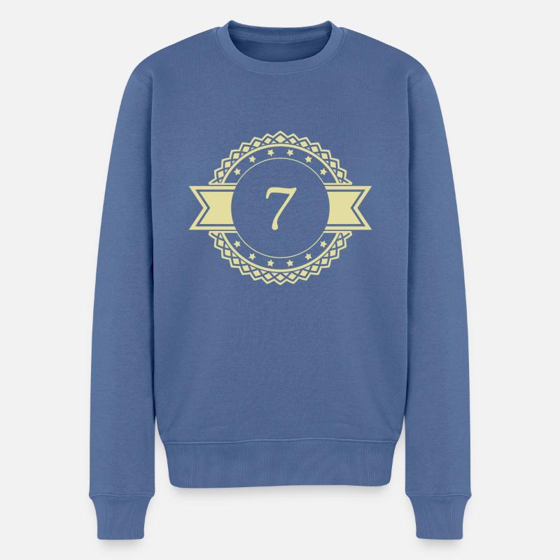 7 Emblème numérique - Pull Premium bio Homme - bleu pigeon
