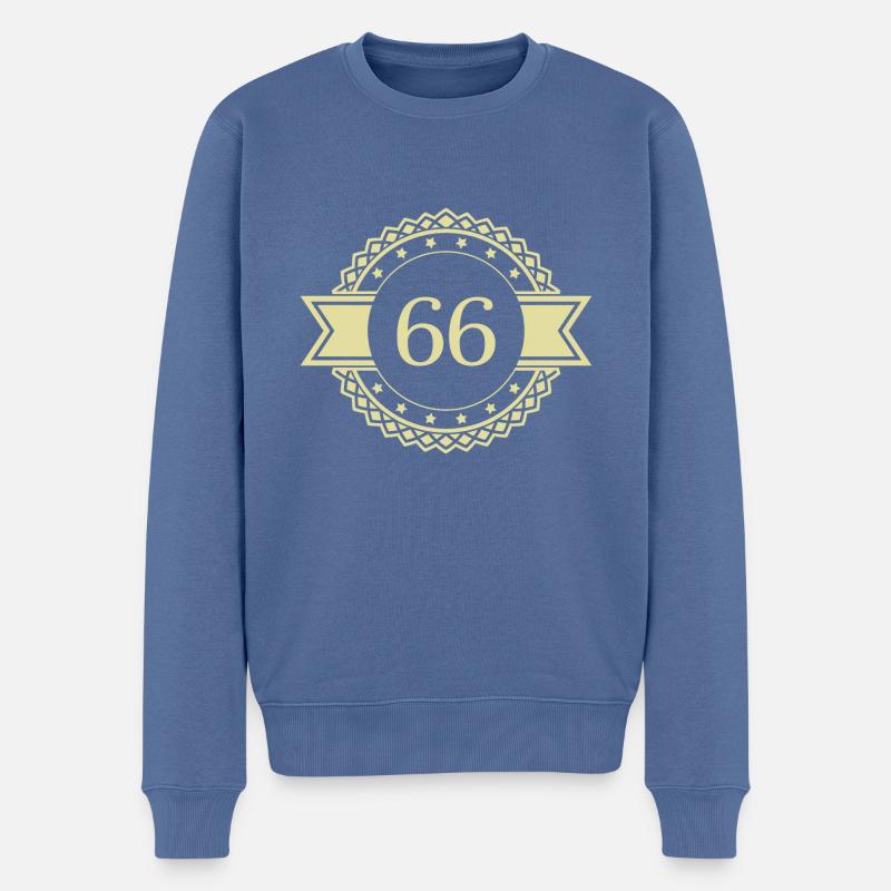 66 Emblème numérique - Pull Premium bio Homme - bleu pigeon