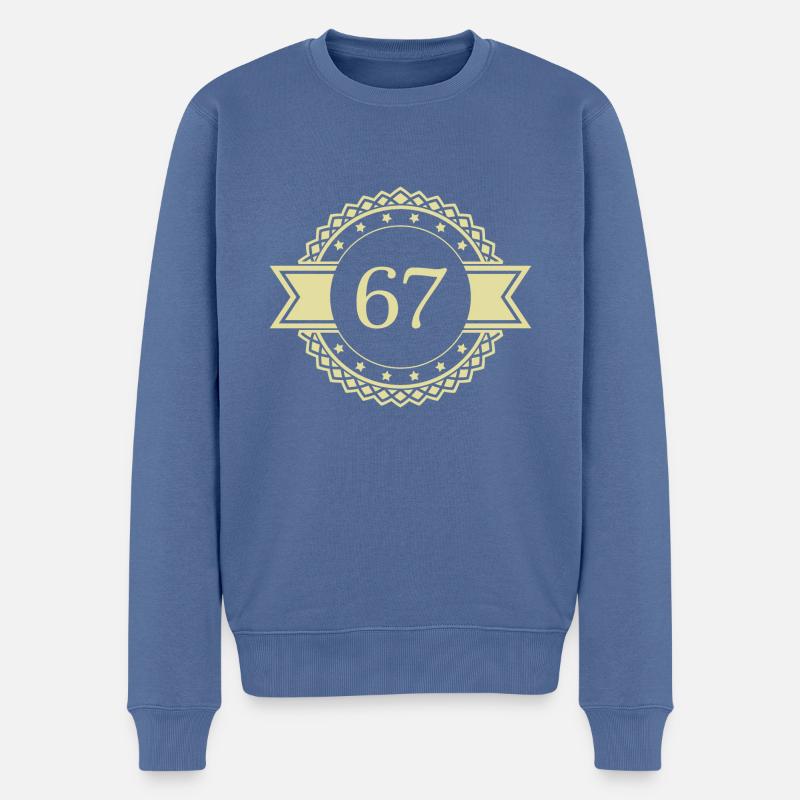 67 Emblème numérique - Pull Premium bio Homme - bleu pigeon