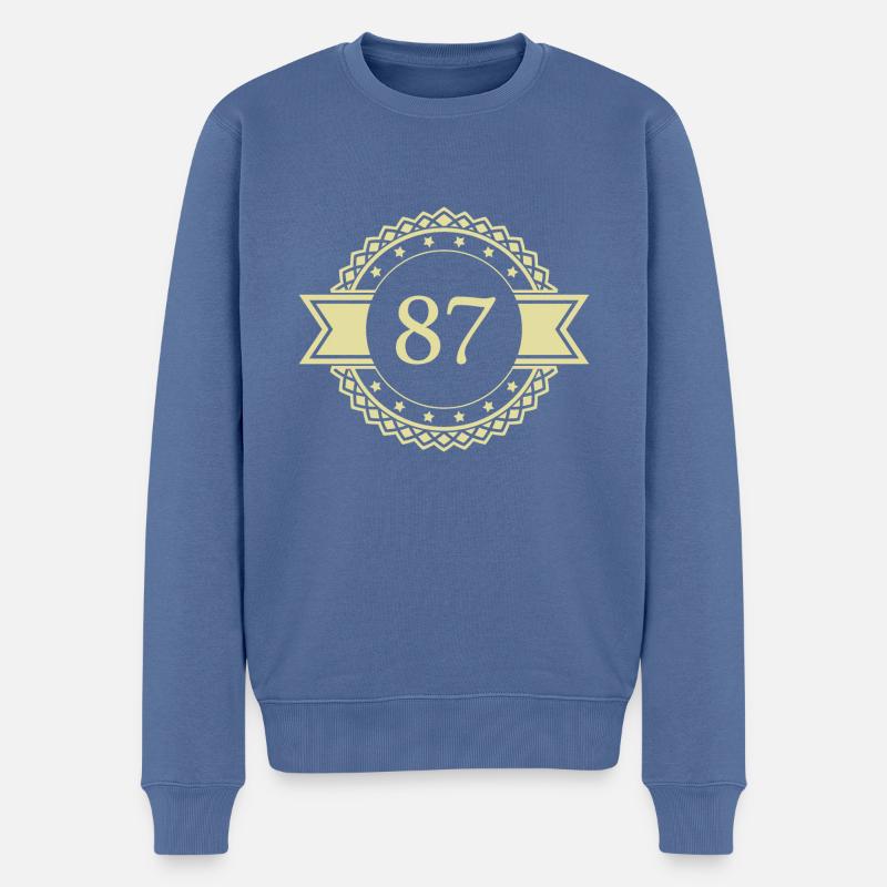 87 Emblème numérique - Pull Premium bio Homme - bleu pigeon