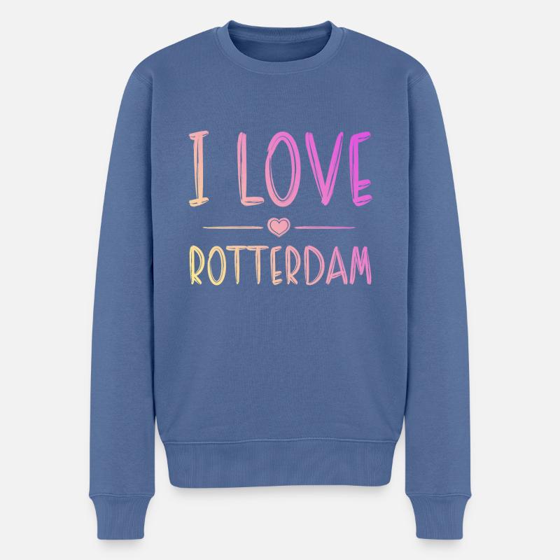 I Love Rotterdam - Männer Premium Bio Pullover - Taubenblau