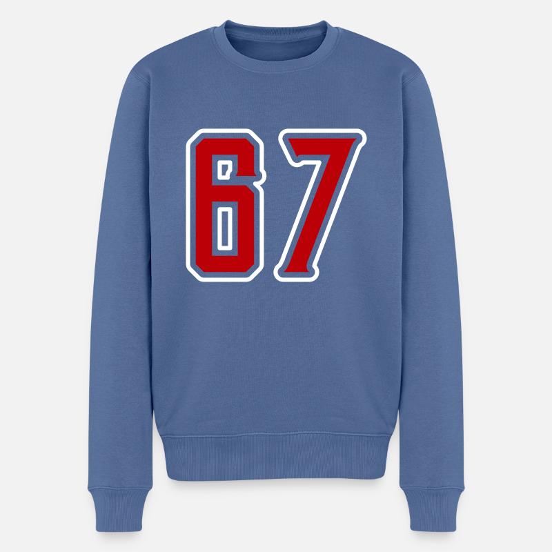 67 Zahl Symbol - Männer Premium Bio Pullover - Taubenblau