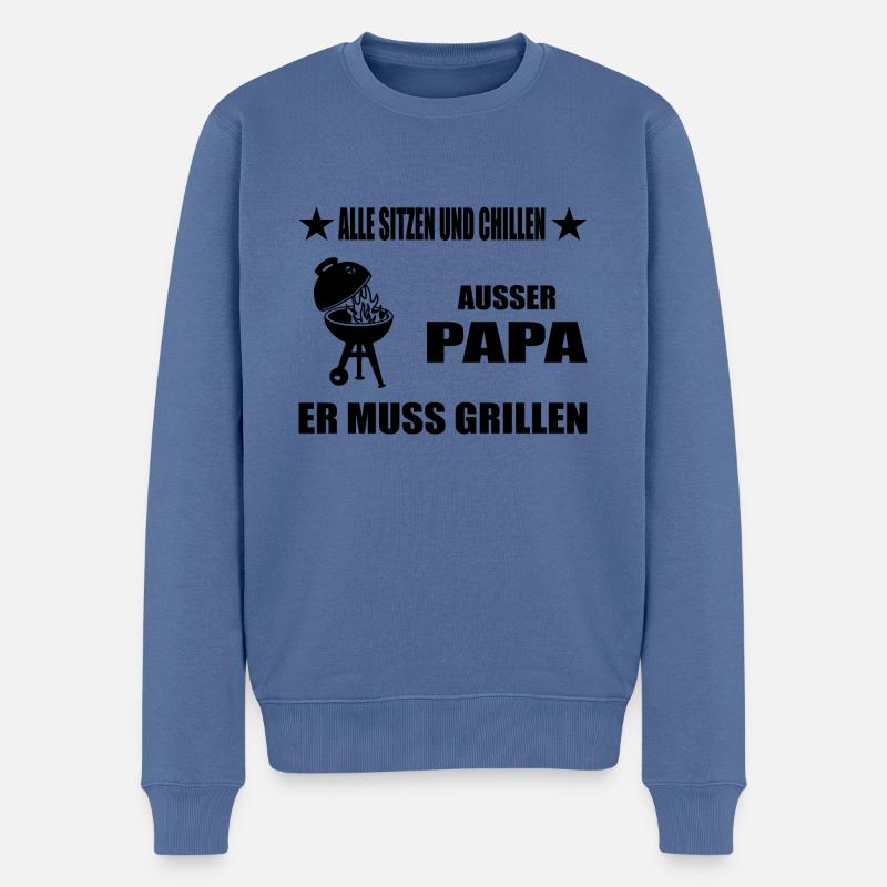 BBQ - Männer Premium Bio Pullover - Taubenblau
