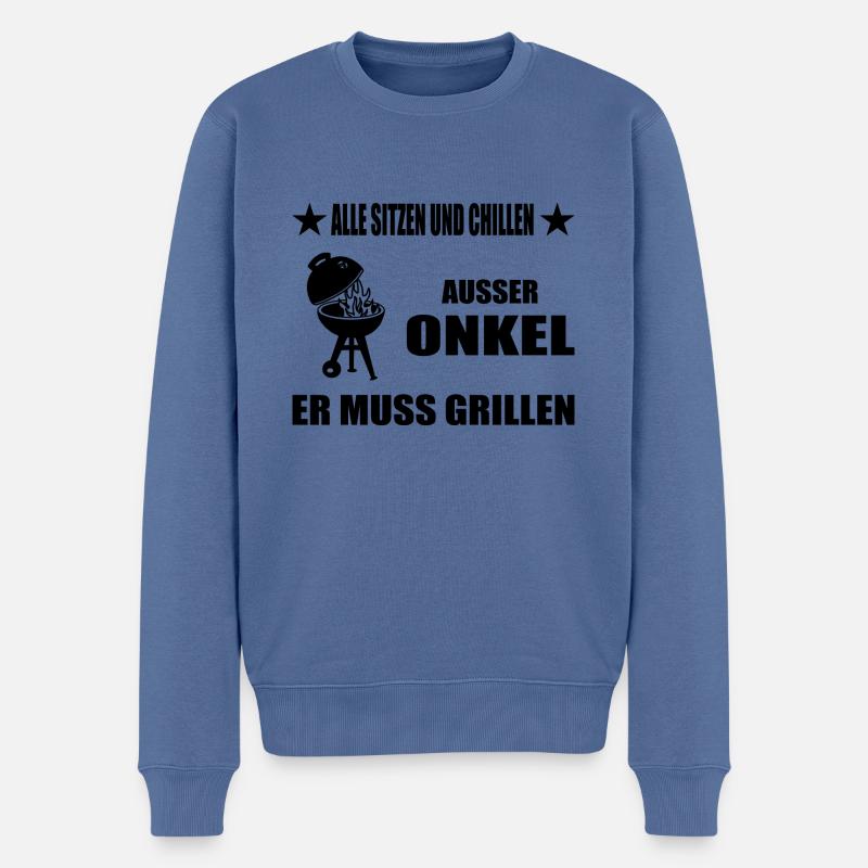 BBQ - Männer Premium Bio Pullover - Taubenblau