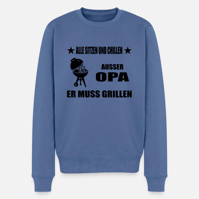 BBQ - Männer Premium Bio Pullover - Taubenblau
