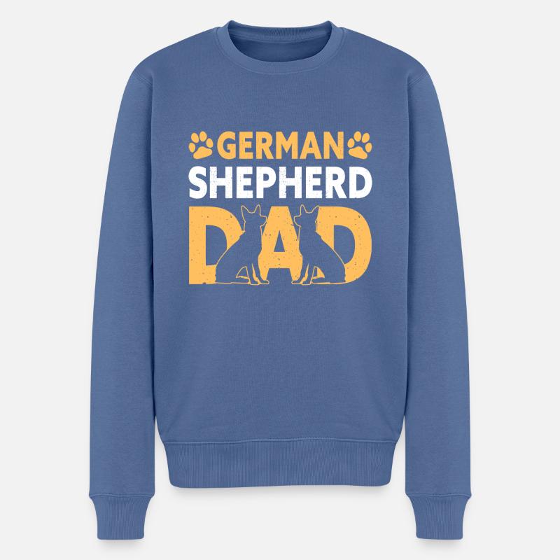 Berger allemand Papa Père - Pull Premium bio Homme - bleu pigeon