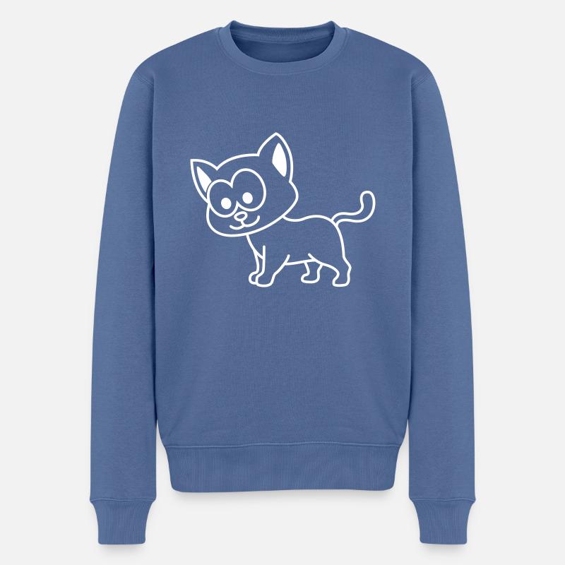 Katze Comic Tier - Männer Premium Bio Pullover - Taubenblau