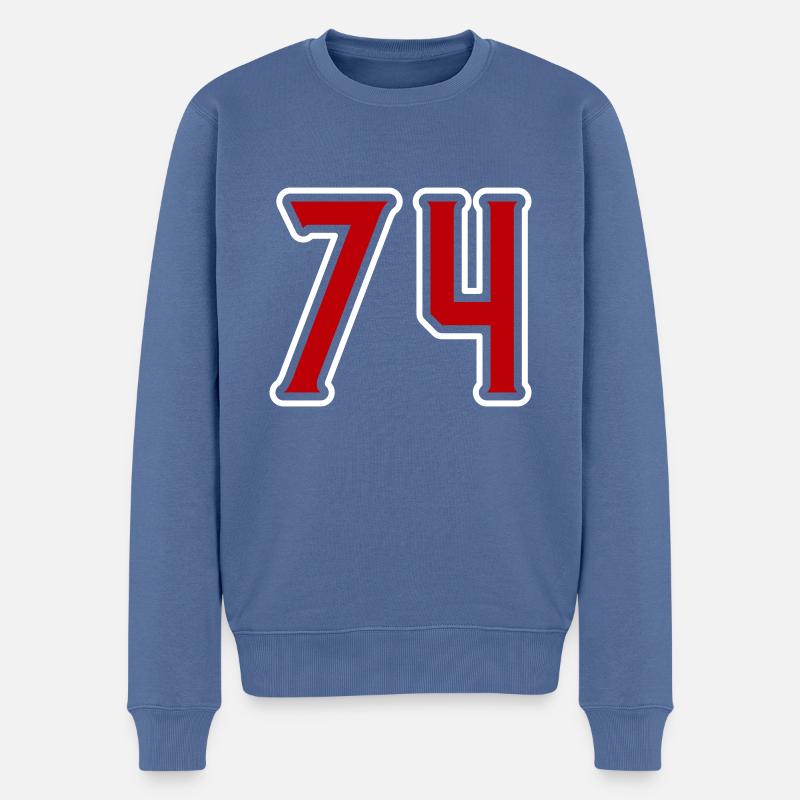 Symbole numérique 74 - Pull Premium bio Homme - bleu pigeon