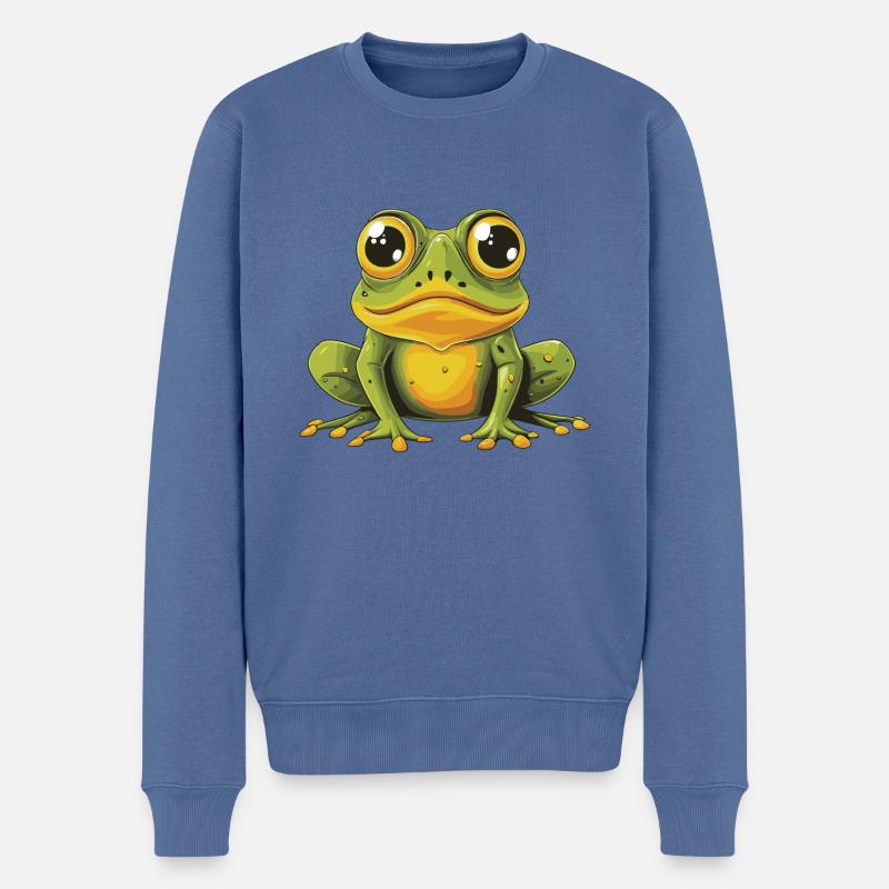 Frosch Tier - Männer Premium Bio Pullover - Taubenblau