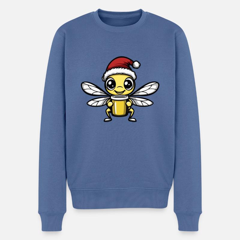Libellule Bière de Noël Drôle - Pull Premium bio Homme - bleu pigeon