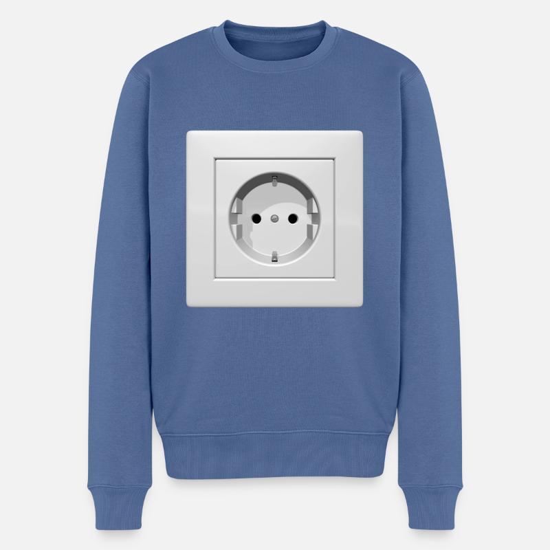 Steckdose weiss - Männer Premium Bio Pullover - Taubenblau