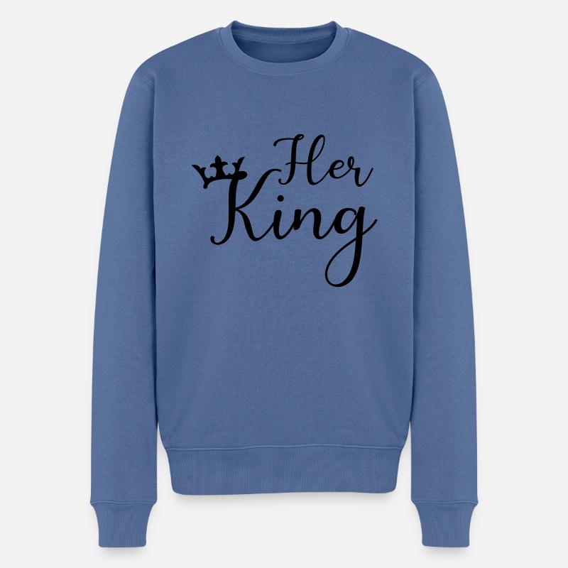 her king - Männer Premium Bio Pullover - Taubenblau