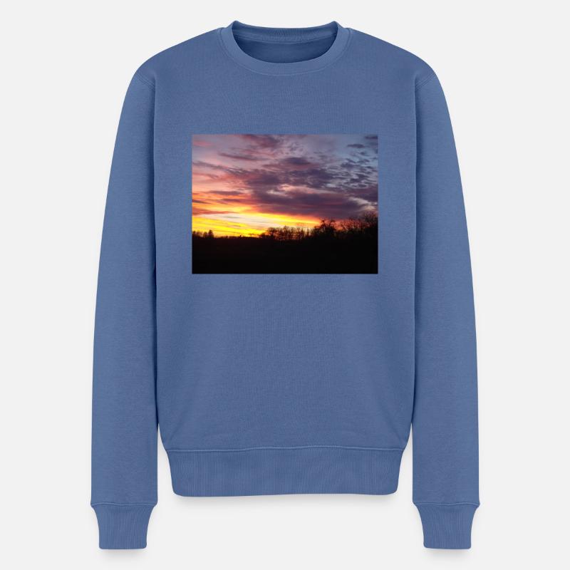 Abendrot im Winter - Männer Premium Bio Pullover - Taubenblau