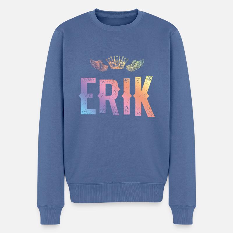 Erik - Männer Premium Bio Pullover - Taubenblau