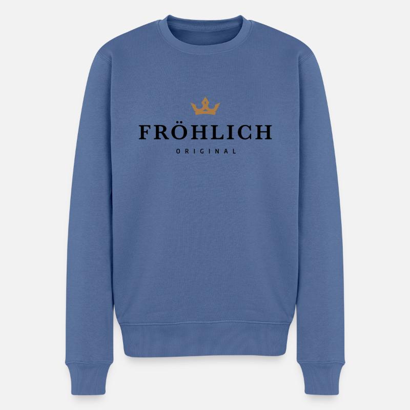 Fröhlich - Männer Premium Bio Pullover - Taubenblau