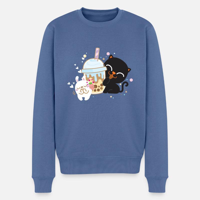 Kawaii Boba Bubble Getränk Japan Milchtee Manga - Männer Premium Bio Pullover - Taubenblau