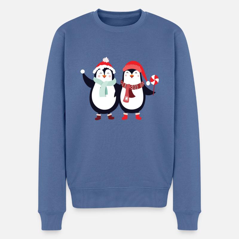 süße Pinguine Weihnachten - Männer Premium Bio Pullover - Taubenblau