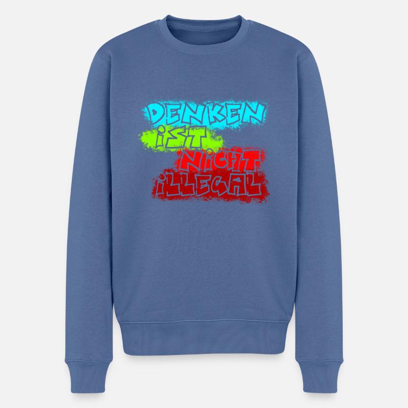 denken nicht illegal türkis - Männer Premium Bio Pullover - Taubenblau
