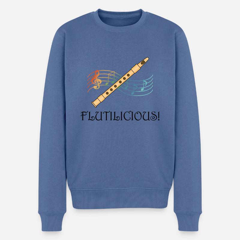 Flutilicious Flötenspieler Klassischer - Männer Premium Bio Pullover - Taubenblau