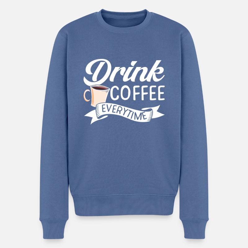 Drink Coffee Einhorn - Männer Premium Bio Pullover - Taubenblau