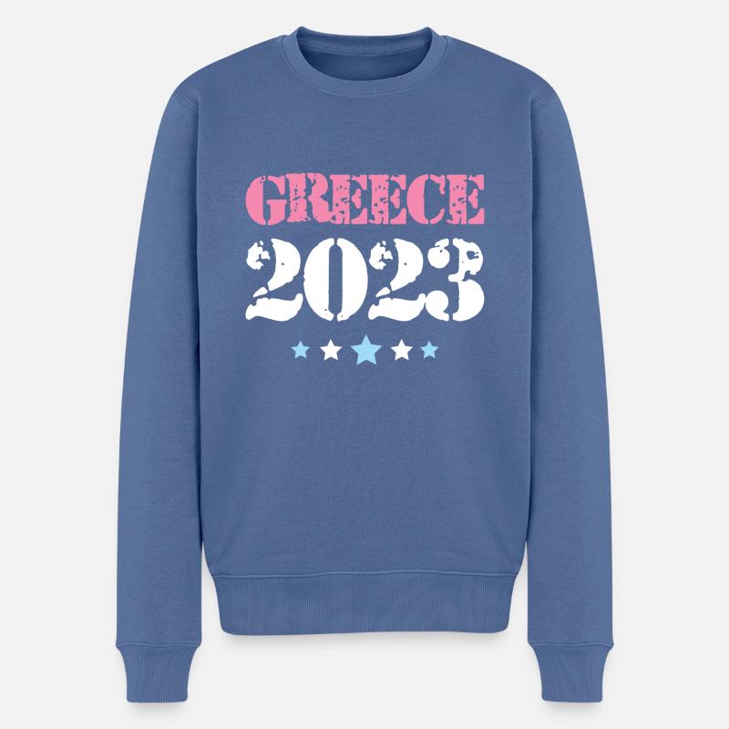 Greece 2023 - Männer Premium Bio Pullover - Taubenblau