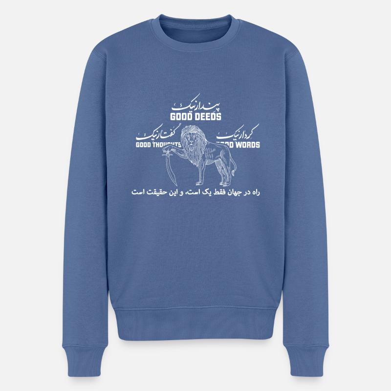 Iran Löwe Sonne Religion Faravahar Persische - Männer Premium Bio Pullover - Taubenblau
